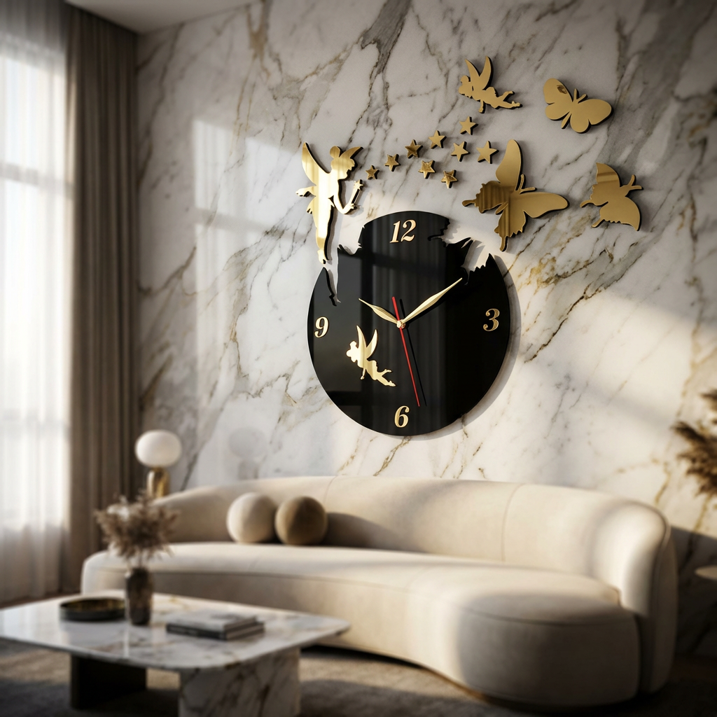Premium 3D Acrylic Fairy Silhouette WaRoom & Bedroomll Clock for Living