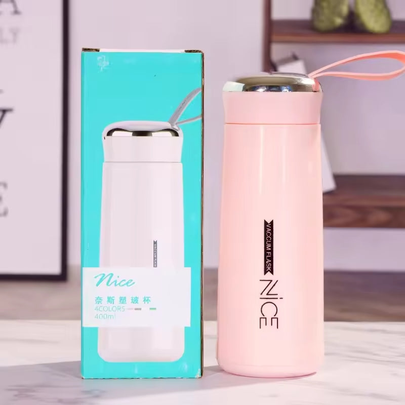 Nice Glass Bottle Water Mini Flask Bottle With Vaccum Flask And Loop Temperature Resistant, (random Colors)