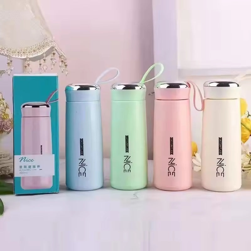 Nice Glass Bottle Water Mini Flask Bottle With Vaccum Flask And Loop Temperature Resistant, (random Colors)