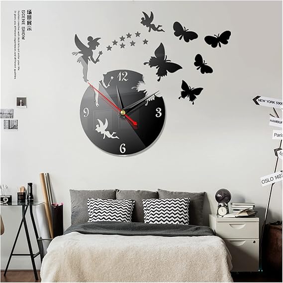 Premium 3D Acrylic Fairy Silhouette WaRoom & Bedroomll Clock for Living