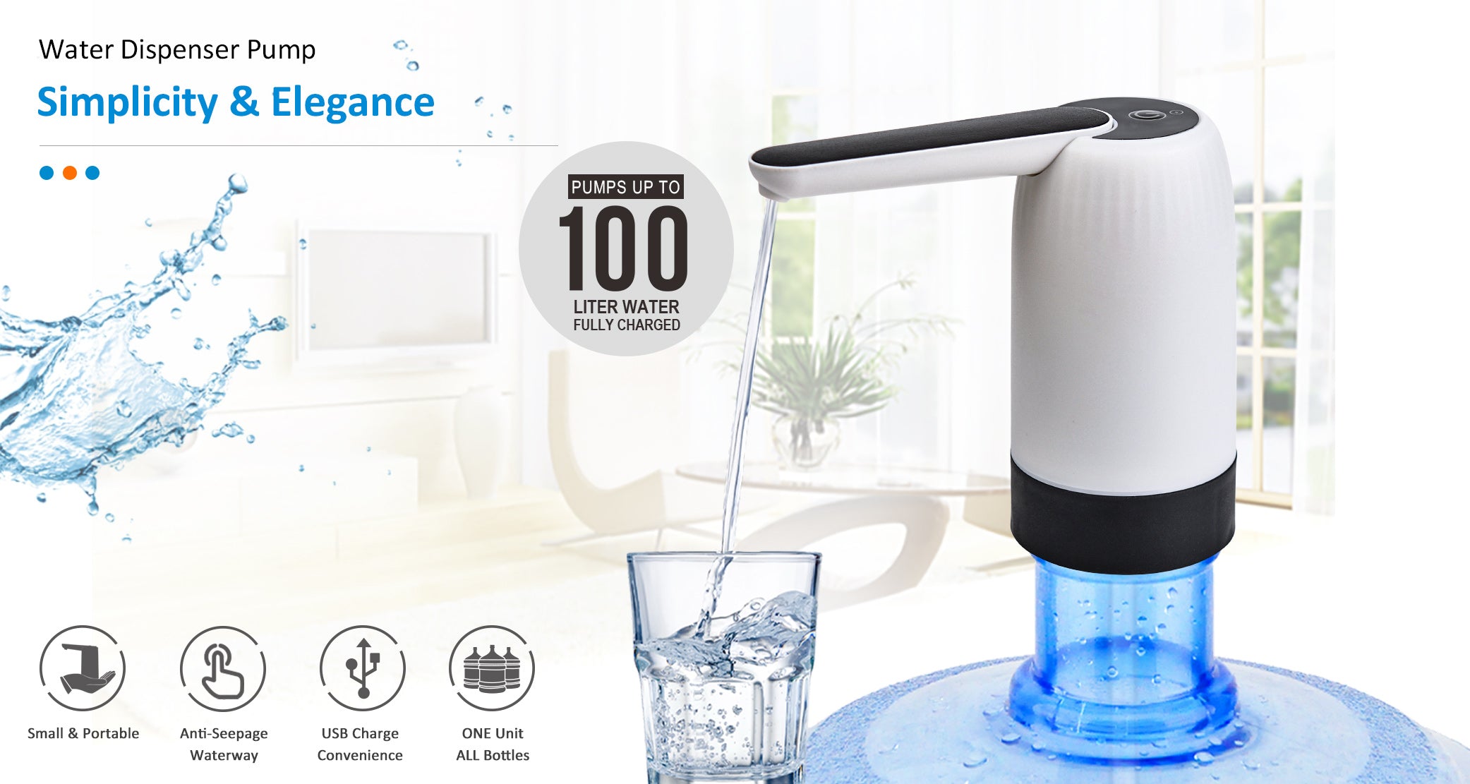 Drinking Water Bottle Pump Automatic Drinking Water Pump Mini Portable Household Water Dispenser USB One Click Drinking Water