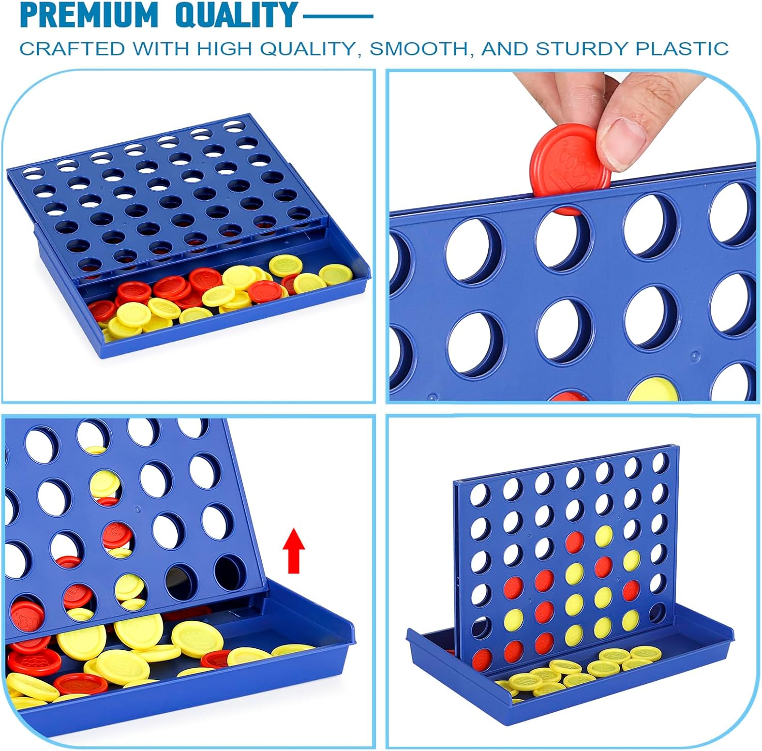 4 IN A ROW Board Game for Kids / Travel Board Game / Board Games Indoor & Outdoor, Perfect as a Party Game (random color )