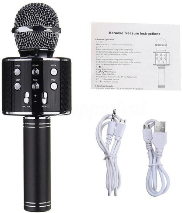 WS-858 Wireless Bluetooth Karaoke Microphone – 3-in-1 Handheld Portable Mic & Hi-Fi Speaker