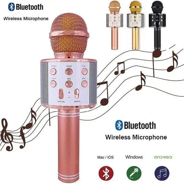 WS-858 Wireless Bluetooth Karaoke Microphone – 3-in-1 Handheld Portable Mic & Hi-Fi Speaker