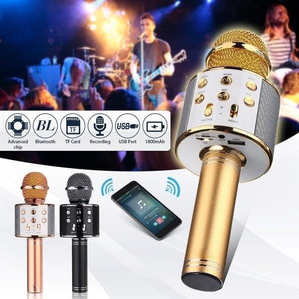 WS-858 Wireless Bluetooth Karaoke Microphone – 3-in-1 Handheld Portable Mic & Hi-Fi Speaker