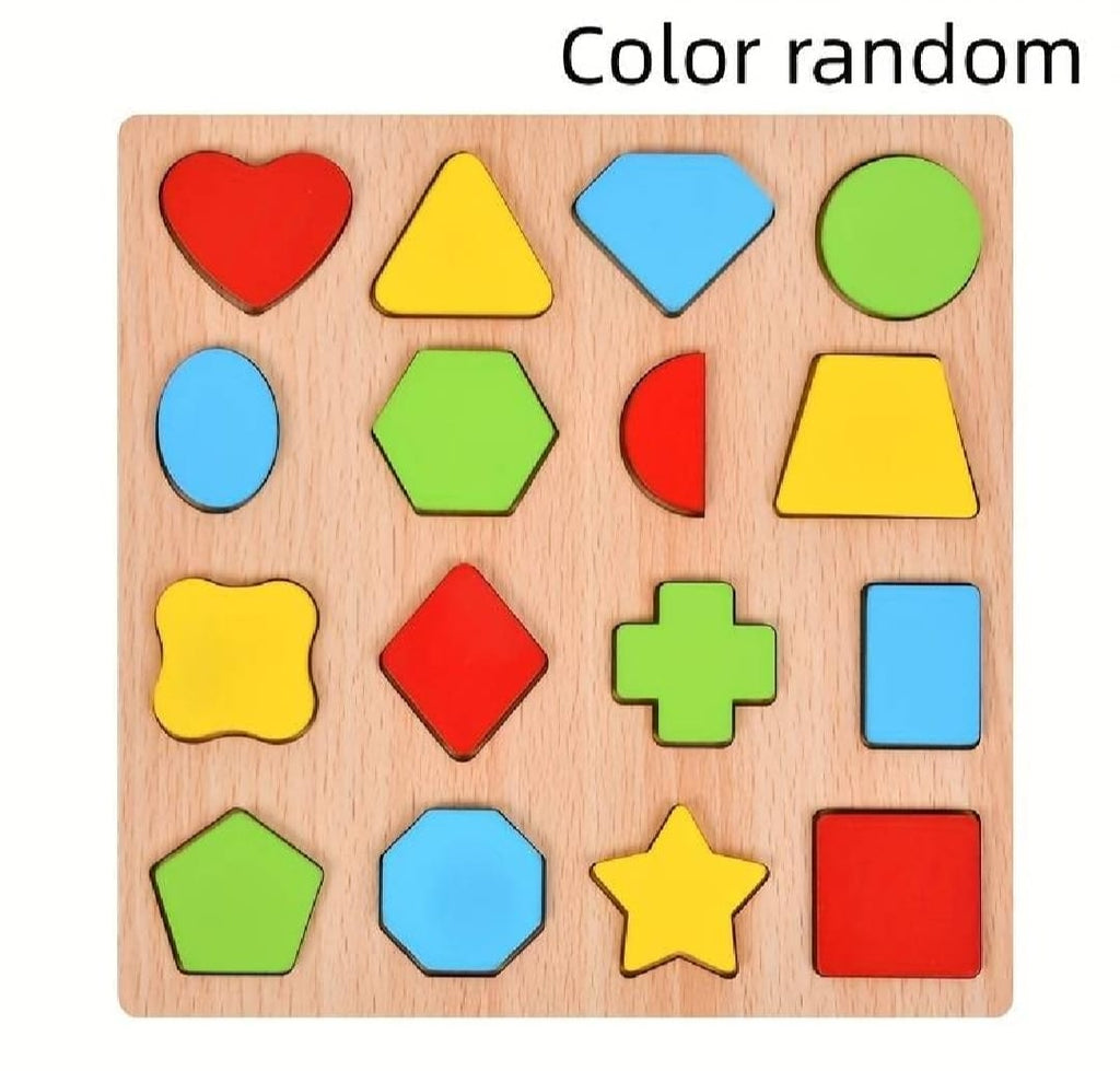 Colorful Geometric Shapes Wooden Cognitive Board Puzzle – Educational Learning Toy for Kids (1–3 Years, Safe & Durable)
