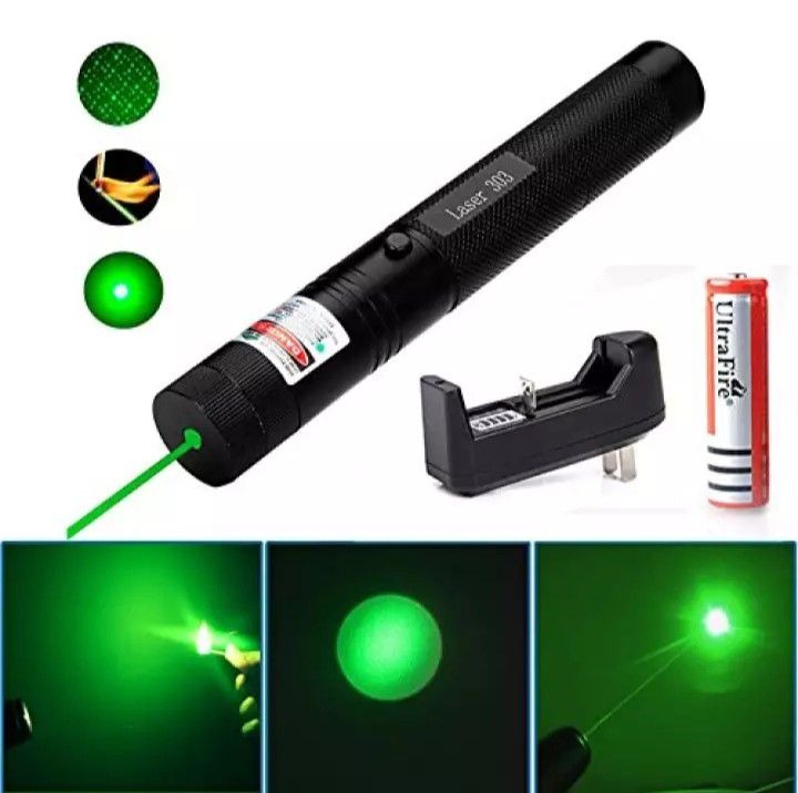 Professional Green Laser Pointer 303 – High Power Long Range Beam with Adjustable Pattern & Rechargeable Battery 🔦✨