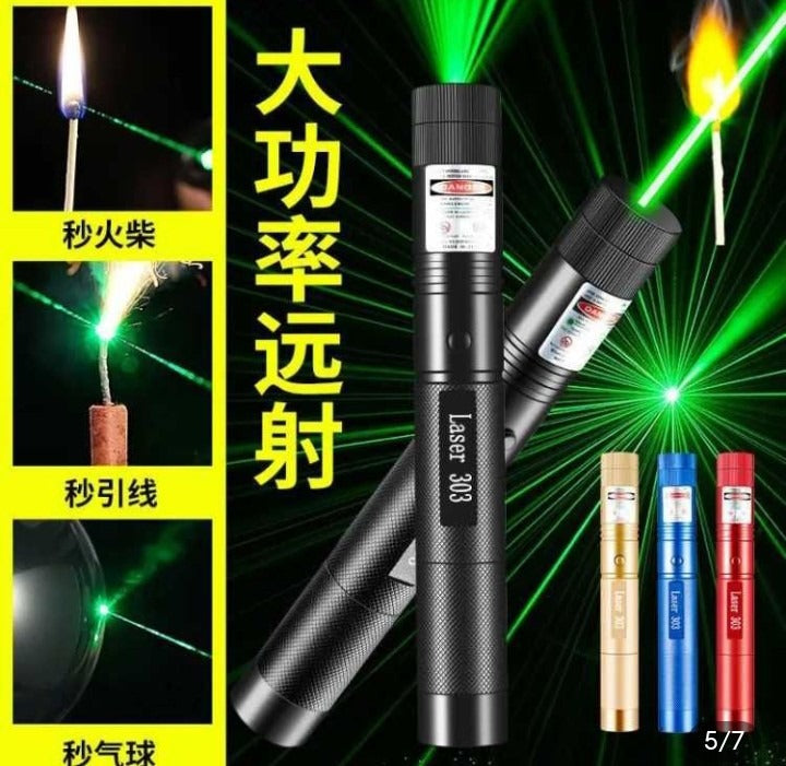 Professional Green Laser Pointer 303 – High Power Long Range Beam with Adjustable Pattern & Rechargeable Battery 🔦✨