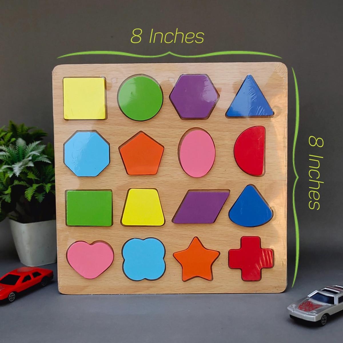 Colorful Geometric Shapes Wooden Cognitive Board Puzzle – Educational Learning Toy for Kids (1–3 Years, Safe & Durable)