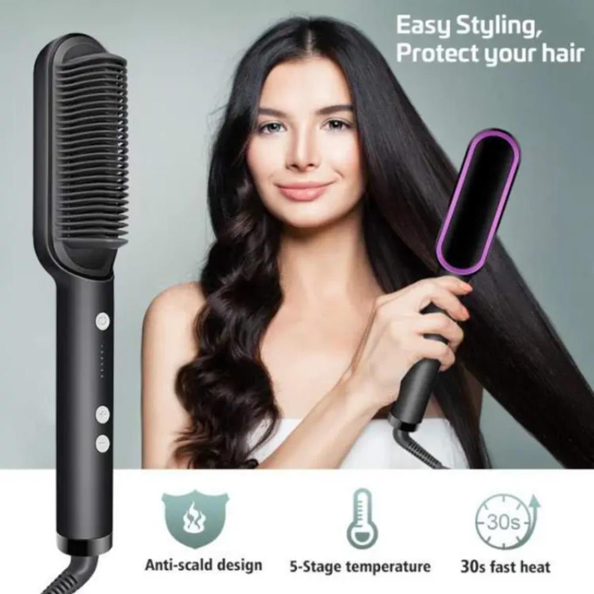 SilkPro Elite – Ceramic Ionic Hair Straightener Brush 💁‍♀️✨