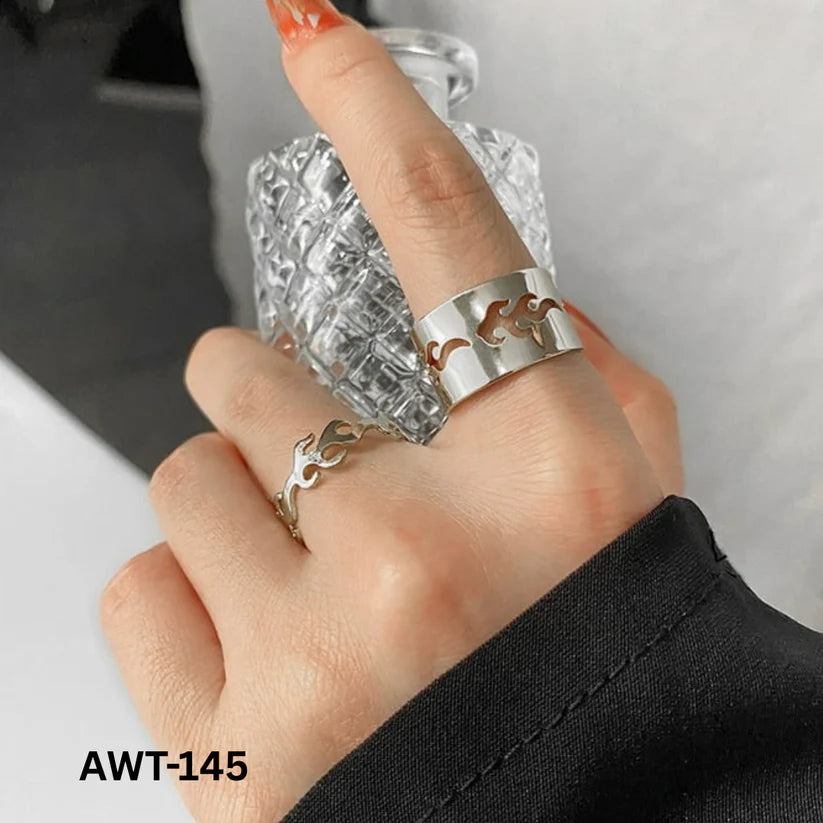 Urban Flame – Gothic Black Stainless Steel Ring Set for couple 🔥🖤
