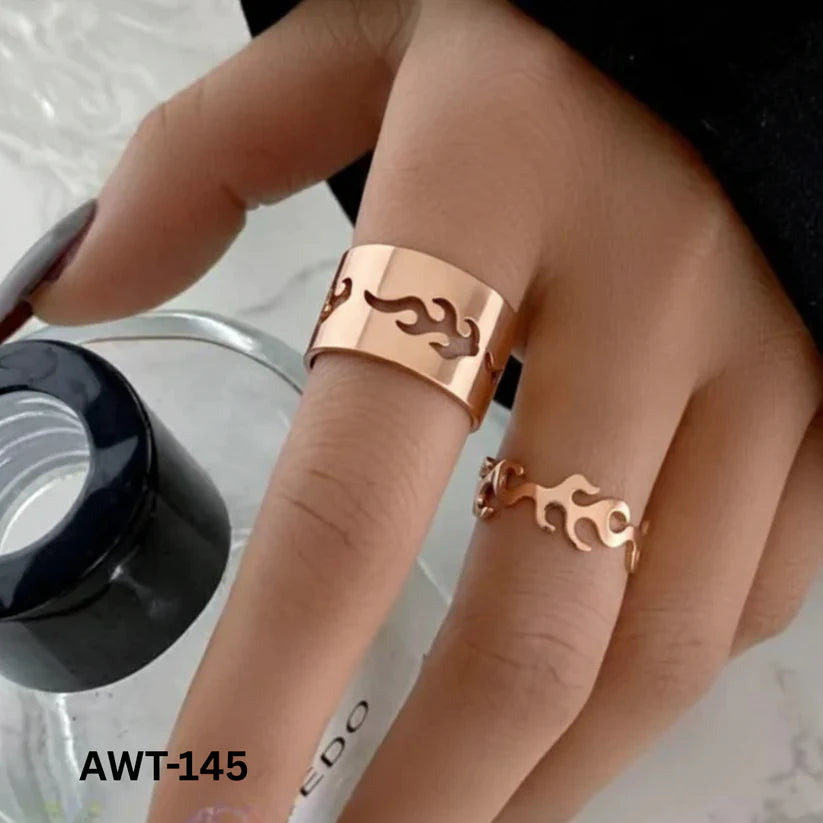 Urban Flame – Gothic Black Stainless Steel Ring Set for couple 🔥🖤
