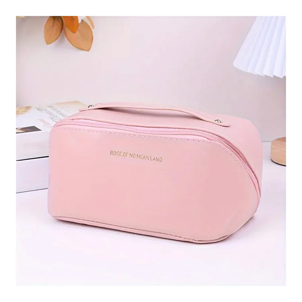 Premium Leather Large Capacity Makeup Bag - Portable Luxury Cosmetic Organizer & Travel Toiletry Pouch
