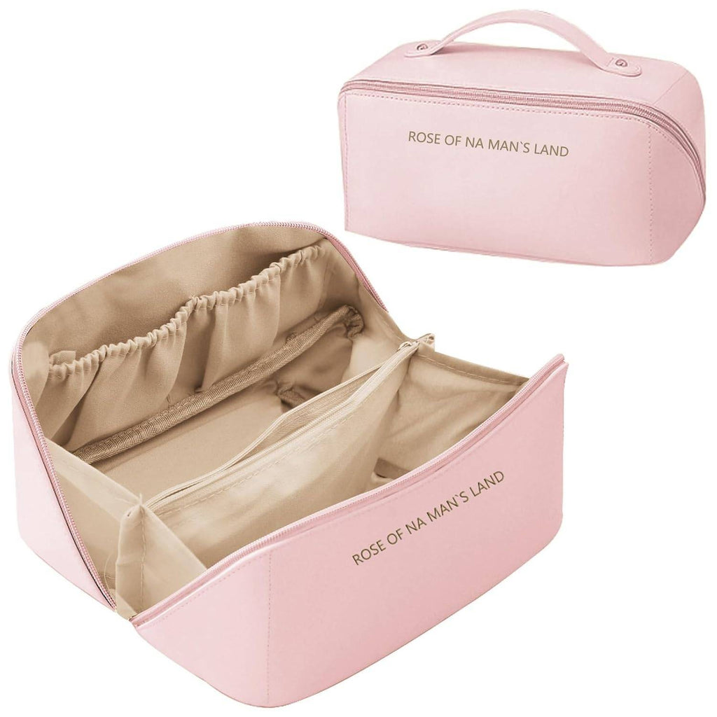 Premium Leather Large Capacity Makeup Bag - Portable Luxury Cosmetic Organizer & Travel Toiletry Pouch