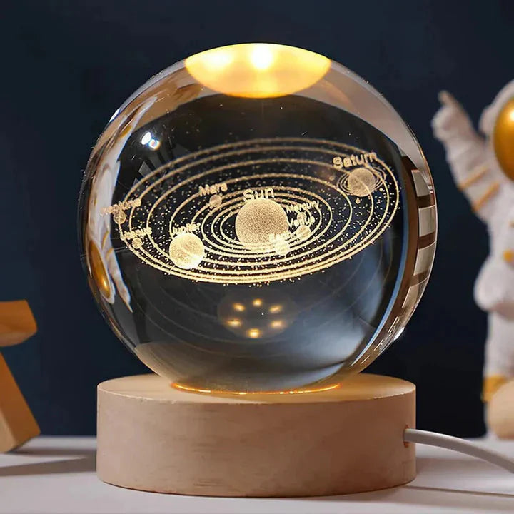 Astro-Glow 3D Solar System Crystal Sphere – Laser Engraved Luminous Galaxy Lamp 🌟