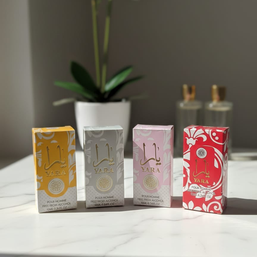 Yara Attar with Tasbeeh Gift – Alcohol-Free Fragrance 8ml ~ Grey