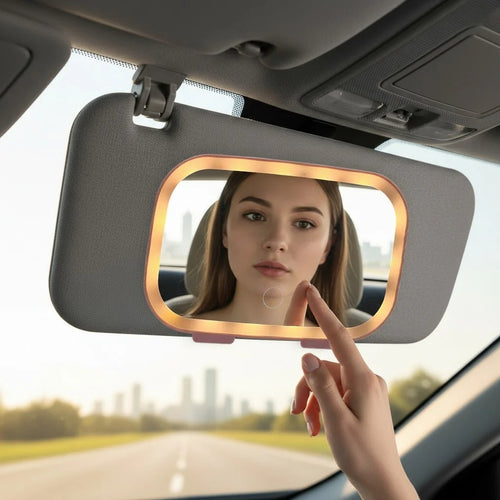 Car Sun Visor Vanity Makeup Mirror With LED Lighting Touch Control And 3 Light Modes