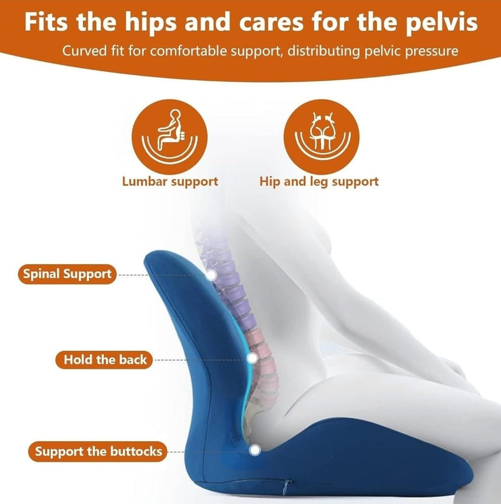 Ergonomic Lumbar Support Cushion – Soft PU Memory Foam Backrest Pillow for Office Chair, Car & Home Use