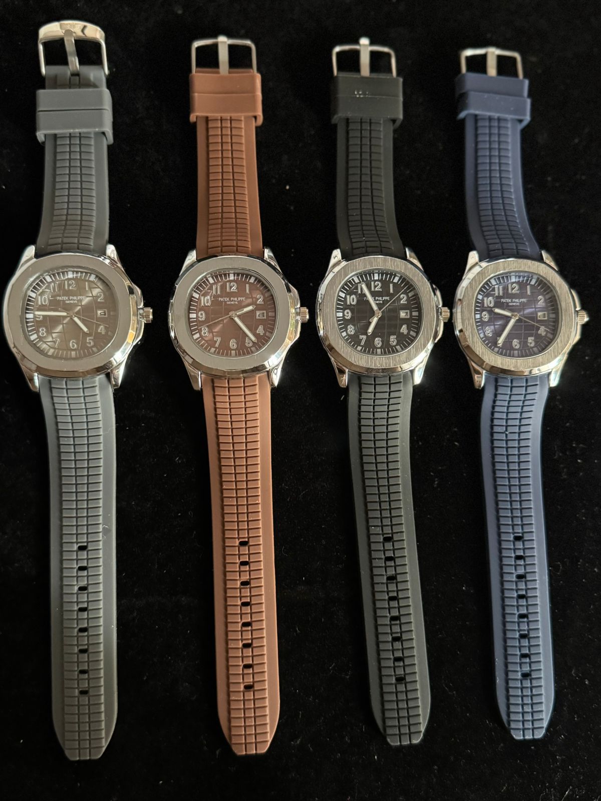 Patek Philippe Mens Watch Luxury Design With Comfortable Silicone Strap Water Resistant Date Feature