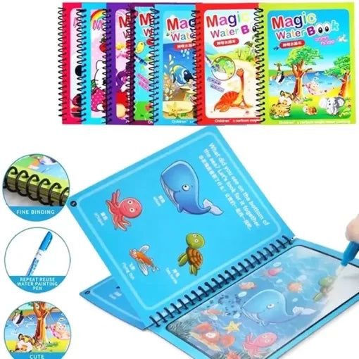 Magic Water Coloring Book For Toddlers Reusable Water Painting Book With 1 Pen Educational Travel Toy