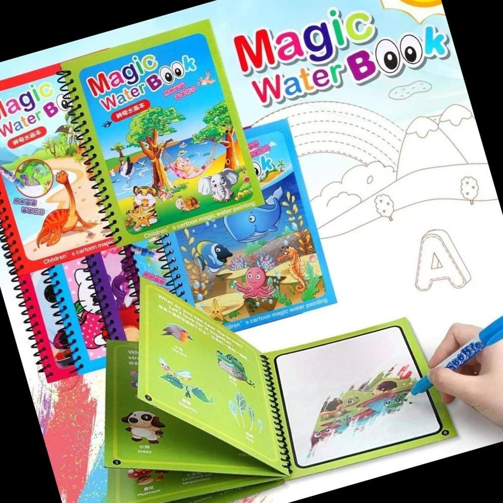 Magic Water Coloring Book For Toddlers Reusable Water Painting Book With 1 Pen Educational Travel Toy