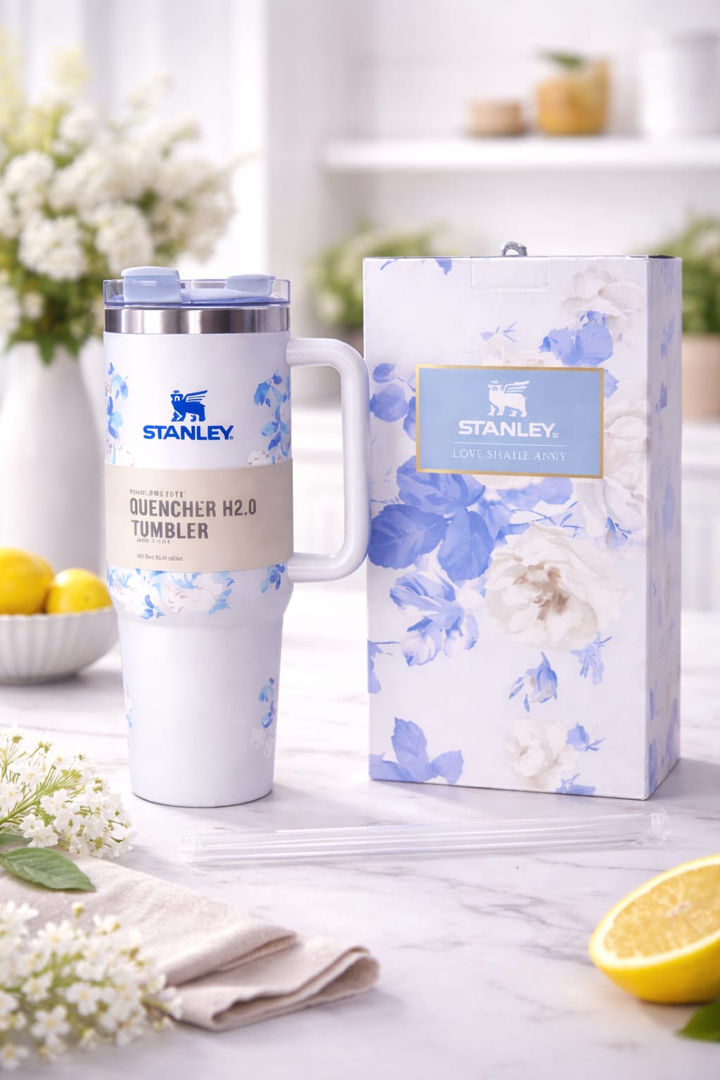 Premium Stanley Style Tumbler 40oz Stainless Steel Insulated Travel Mug with Handle and Straw – Leak Resistant Thermal Cup for Hot and Cold Drinks