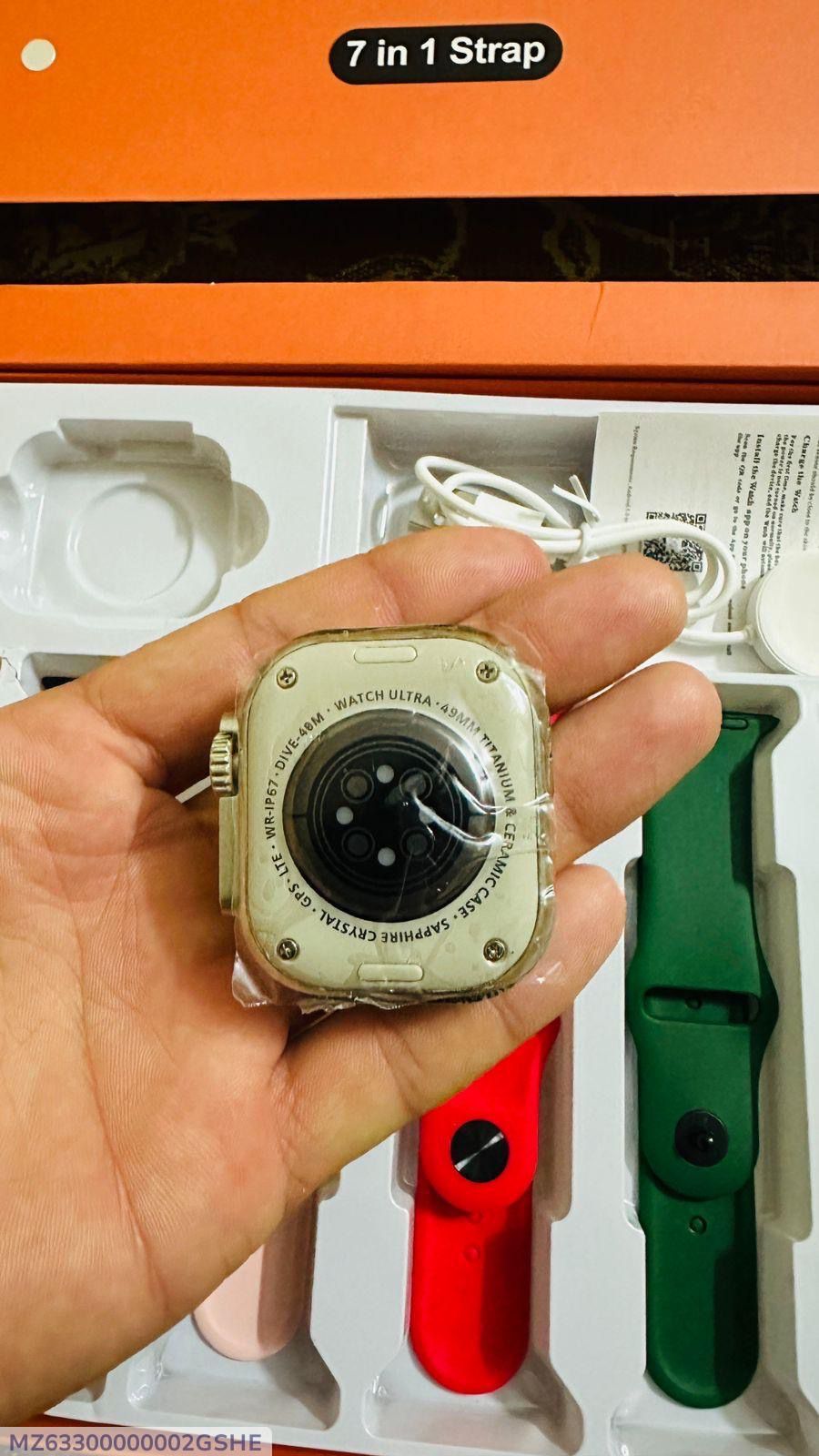 Ultra Smart Watch Bundle with 7-in-1 Interchangeable Straps, Fitness Tracker, Bluetooth Call, Heart Rate Monitor, with Out Metal Strip