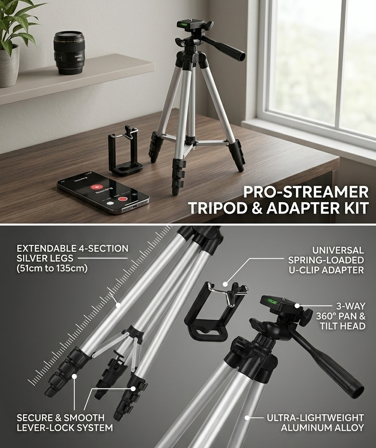 Pro-Streamer 3110 Adjustable Tripod Kit – Ultra-Light Stability for Creators