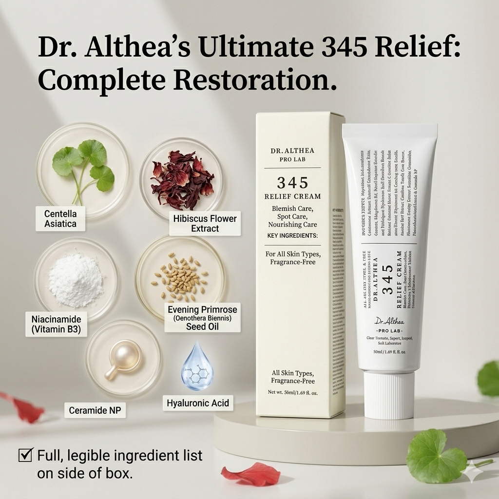 Dr Althea 345 Relief Cream – Gentle Soothing Daily Skincare – 50ML
