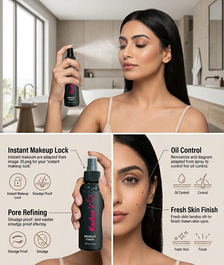 Kashee's Makeup Fixer Spray – Professional Set & Lock Smudge-Proof Mist