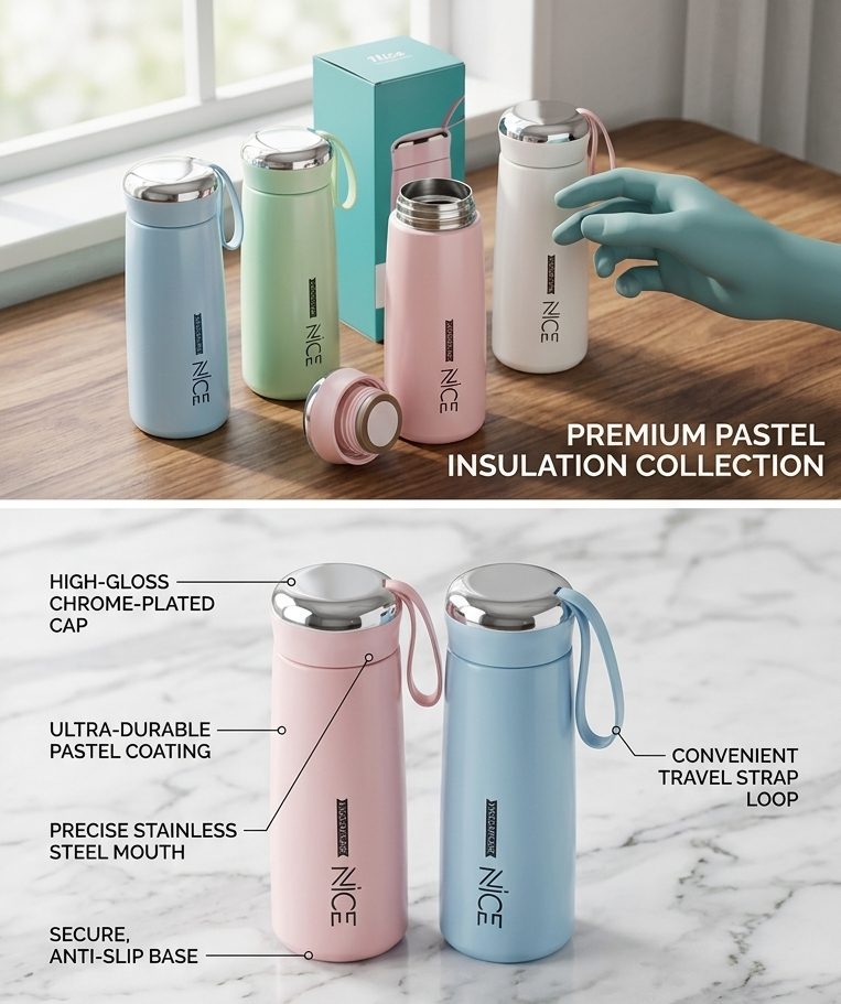 Nice Glass Bottle Water Mini Flask Bottle With Vaccum Flask And Loop Temperature Resistant, (random Colors)