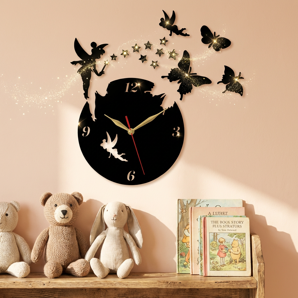 Premium 3D Acrylic Fairy Silhouette WaRoom & Bedroomll Clock for Living