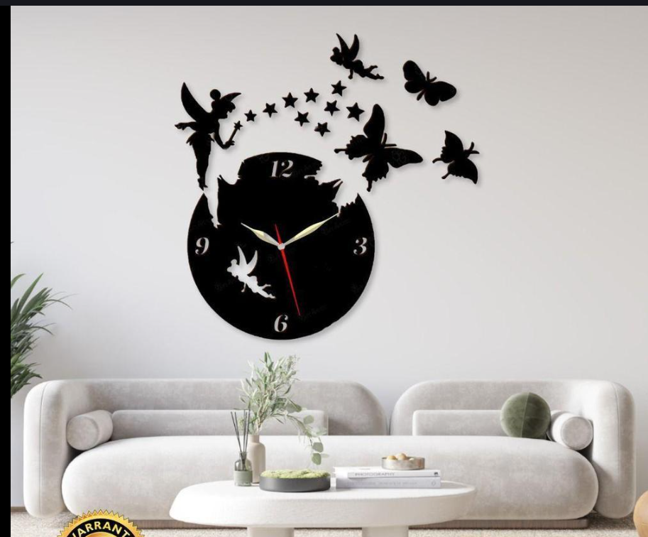 Premium 3D Acrylic Fairy Silhouette WaRoom & Bedroomll Clock for Living